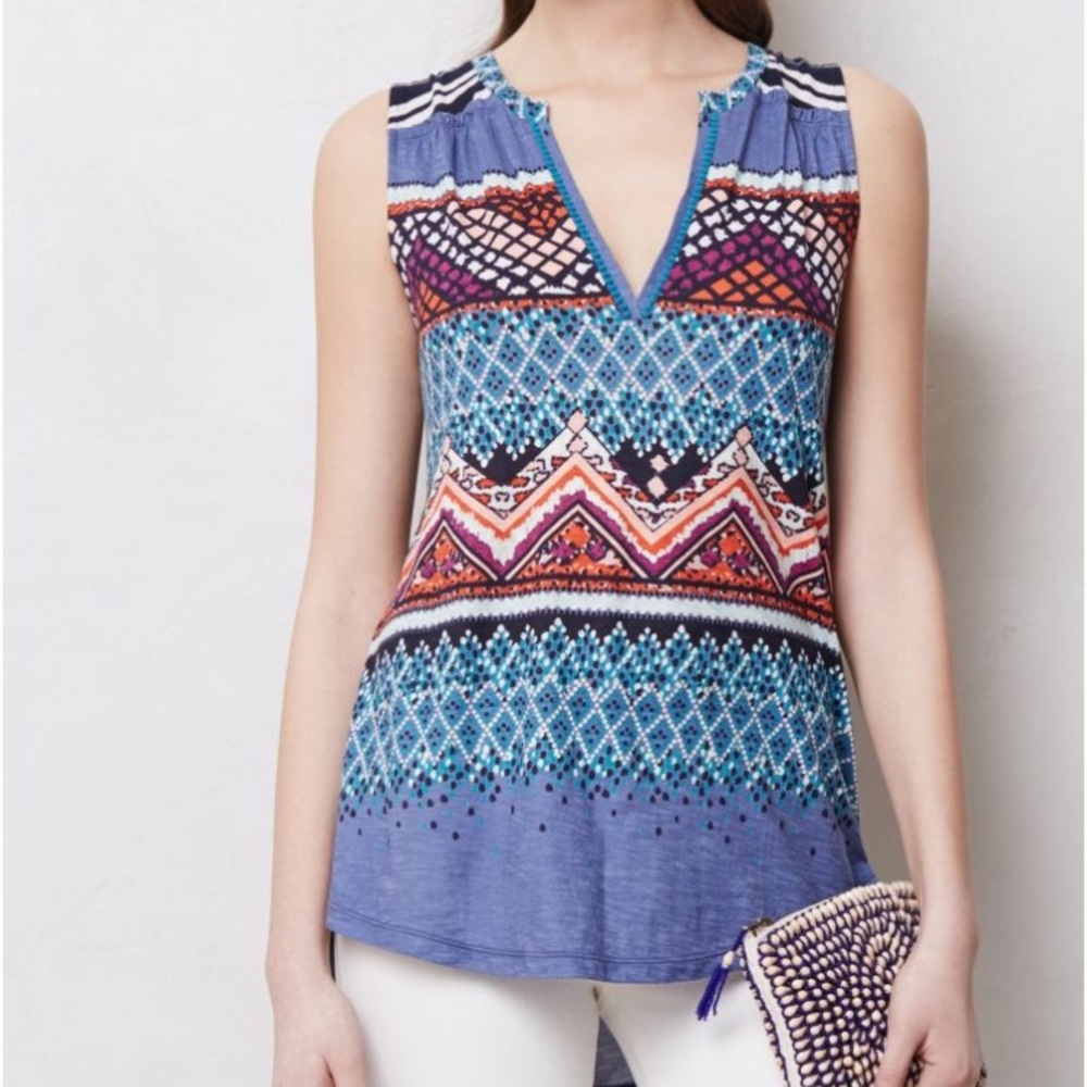 Meadow Rue Small Pink Printed Top - Picture 3 of 8